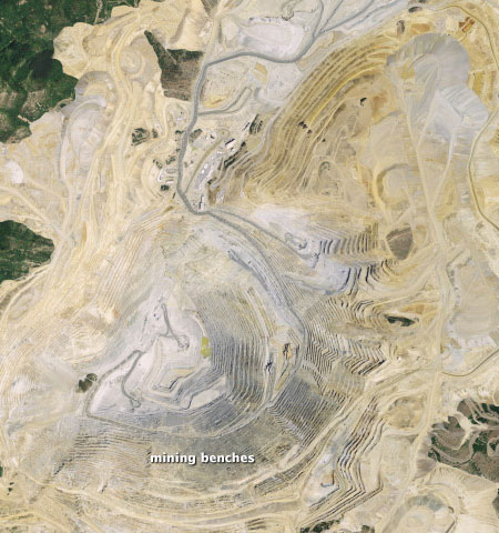 Bingham Canyon Mine Before satellite image