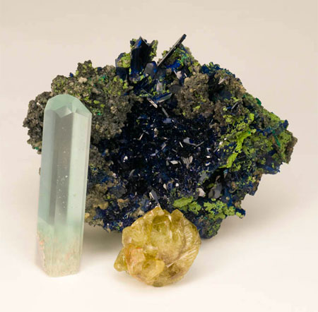 Azurite, Aquamarine, and Chrysoberyl photo image