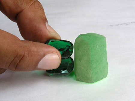Faceted Emeralds and Crystal Mold photo image