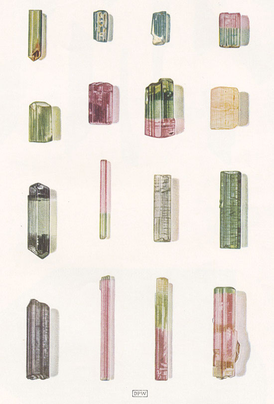Tourmaline Crystals illustration images